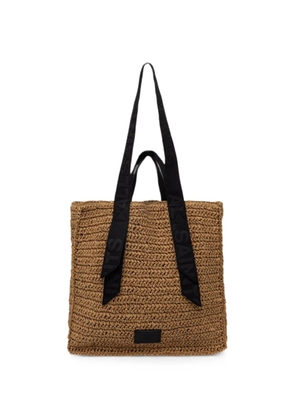 AllSaints woven straw logo-strap tote bag - Neutrals
