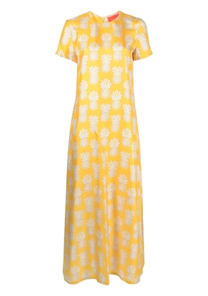 La DoubleJ Swing graphic-print silk dress - Yellow
