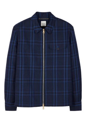 Paul Smith checked-pattern zip-front shirt jacket - Blue