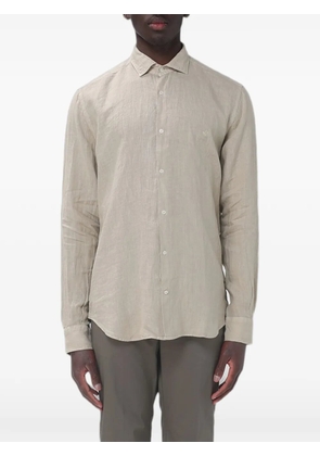 BROOKSFIELD logo-embroidered linen shirt - Neutrals