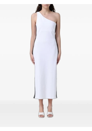 Ea7 Emporio Armani one-shoulder logo-tape maxi dress - White