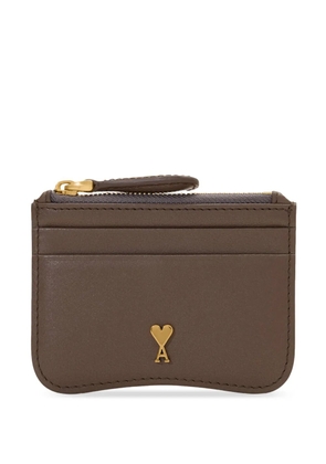 AMI Paris Paris Paris zipped cowhide-leather card holder - Brown