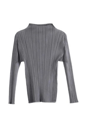 Pleats Please Issey Miyake pleated long-sleeve top - Grey