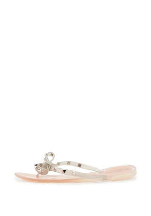 Valentino Garavani Pre-Owned Rockstud bow thong flip-flops - Silver
