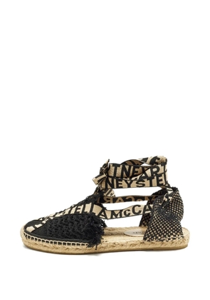 Stella McCartney Pre-Owned Gaia logo-tie flat espadrilles - Black