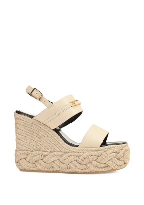 Sergio Rossi Bitt buckle plaited sandals - Neutrals