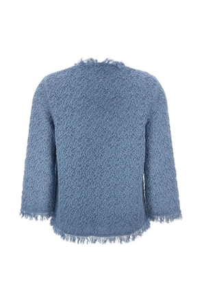 Kangra embroidered fringe-trim cardigan - Blue
