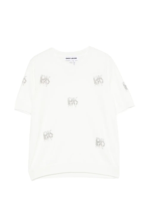 DKNY crystal-embellished raglan-sleeve top - Neutrals