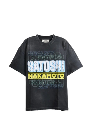SATOSHI NAKAMOTO logo-print crew-neck T-shirt - Black