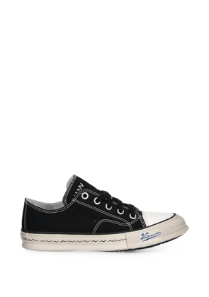 visvim contrast-stitch logo-print sneakers - Black