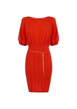 Elisabetta Franchi belted puff-sleeve mini dress - Red