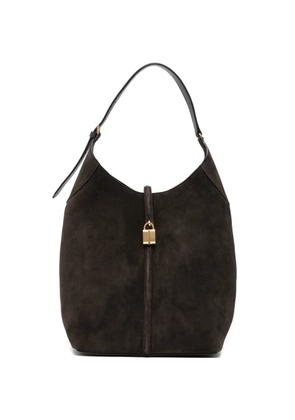 DeMellier large Siena padlock-detail suede shoulder bag - Brown