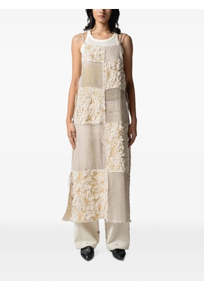 Muller Of Yoshiokubo patchwork mesh-knit midi dress - Neutrals