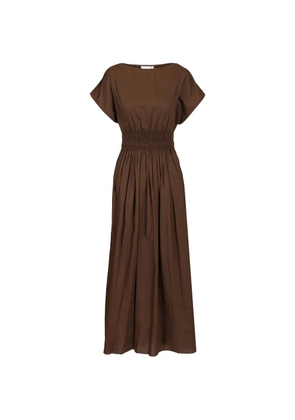 Matteau shirred-waist midi dress - Brown