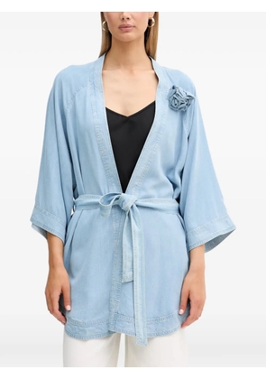 Blugirl brooch-appliqué belted kimono - Blue