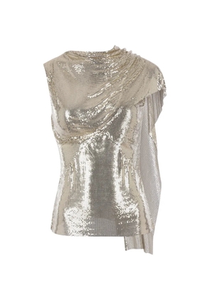 Rabanne draped mesh top - Gold