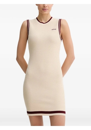 GUESS USA logo-embroidered contrast-trim mini dress - Neutrals