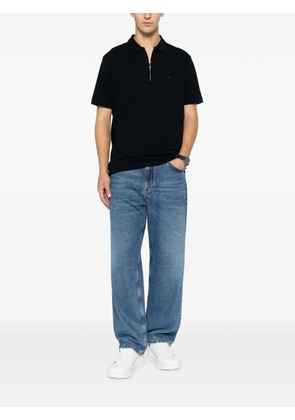 Emporio Armani zip-fastening logo-embroidered polo shirt - Blue