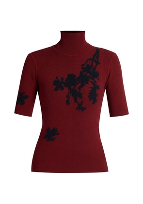 ERDEM jacquard short-sleeve top - Red