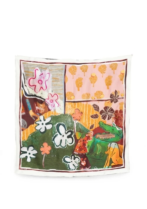 ALEMAIS Mlak printed silk scarf - White