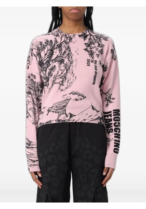 MOSCHINO JEANS illustrative-print cotton sweater - Pink