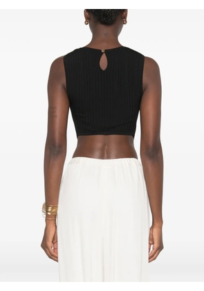 Elisabetta Franchi ribbed-knit crossover top - Black