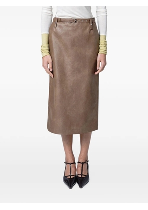 Muller Of Yoshiokubo Skin belted faux-leather midi skirt - Brown