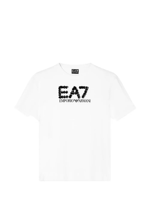 Ea7 Emporio Armani sequin-embellished logo T-shirt - White