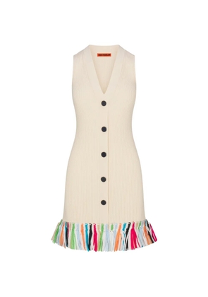 Simon Miller Maven fringe-trimmed knitted mini dress - Neutrals