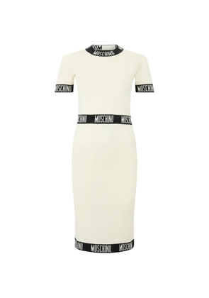 Moschino logo-trim virgin wool midi dress - Neutrals