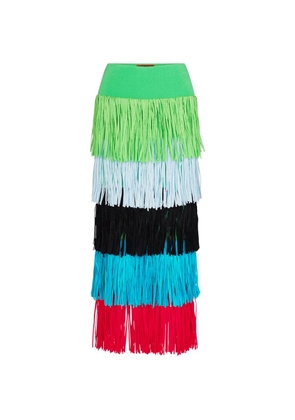 Simon Miller Dio fringe-trimmed knitted midi skirt - Green