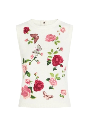 alice + olivia Reva floral-embroidered knitted vest - Neutrals