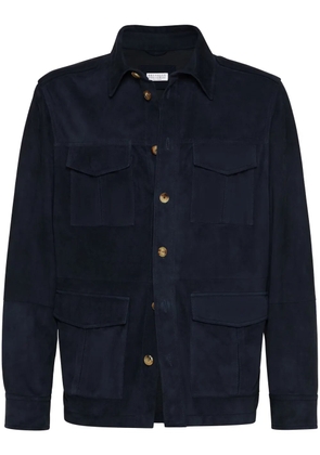 Brunello Cucinelli leather shirt jacket - Blue