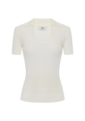 Elisabetta Franchi logo-patch short-sleeve polo top - White