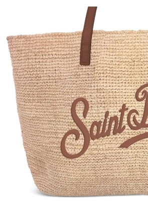 MC2 Saint Barth leather-embroidered raffia shoulder bag - Neutrals