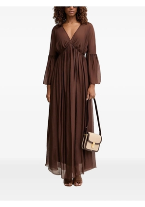 Haveone V-neck flared-sleeve maxi dress - Brown