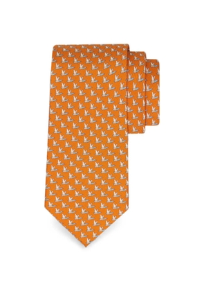 Ferragamo Mallard-print silk tie - Orange
