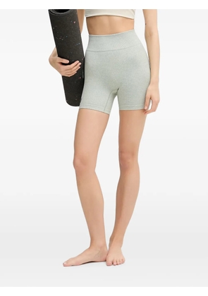 On ribbed-knit high wasted shorts - Green