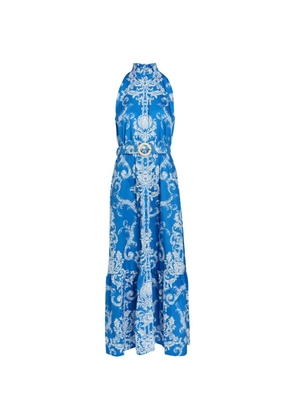 Borgo De Nor Biba baroque-print belted maxi dress - Blue