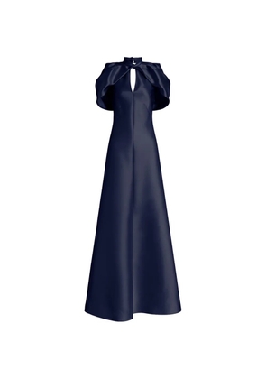 Alberta Ferretti puff-sleeves keyhole dress - Blue