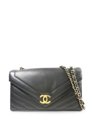 CHANEL Pre-Owned large Chevron Envelope Flap crossbody bag - Black