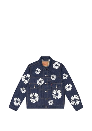 Denim Tears floral-detail denim jacket - Blue