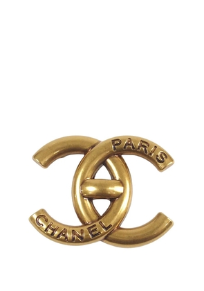 CHANEL Pre-Owned 2021 CC Gold Plated Turnlock Brooch costume brooch