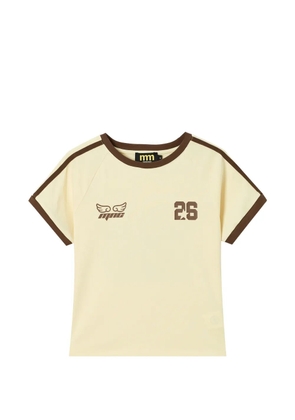 Mini Cream contrast-trim raglan-sleeve T-shirt - Neutrals