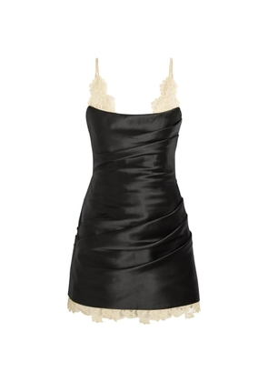 De La Vali Kasai lace-trim draped mini dress - Black