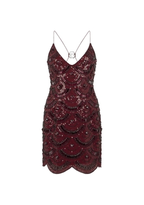 Philipp Plein sequin-embellished scallop-edge mini dress - Red