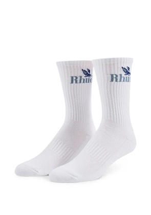 RHUDE Rossa logo-intarsia socks - White