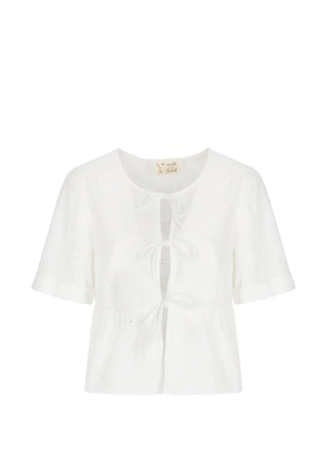 MC2 Saint Barth broderie-anglaise tie-fastening blouse - White