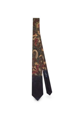 ETRO silk tie with floral Paisley motif - Brown