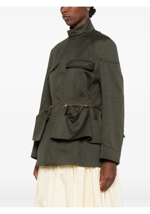 Carven Esperanto ruffled-detailing zip-fastening coat - Green